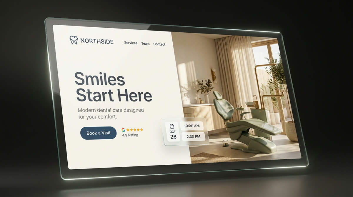Dental clinic website concept — appointment-first hero design
