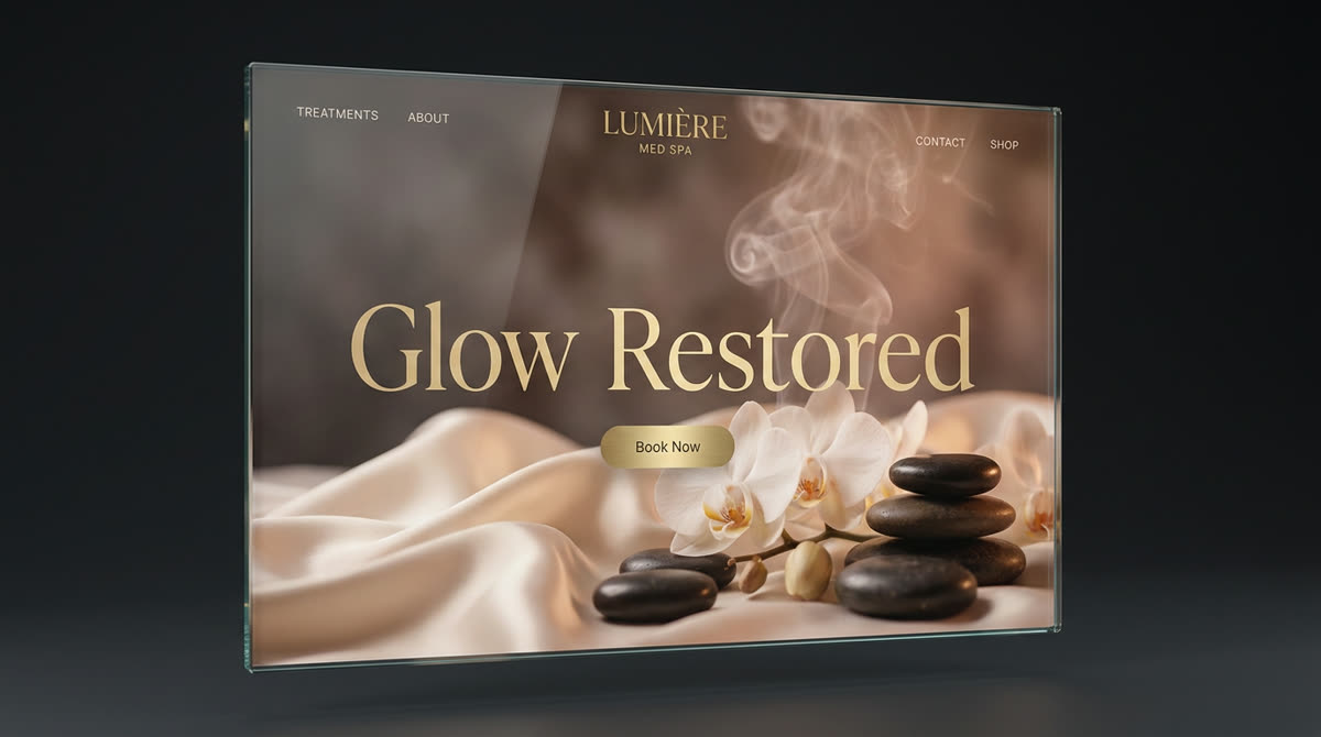 Med spa website concept — booking-focused hero design
