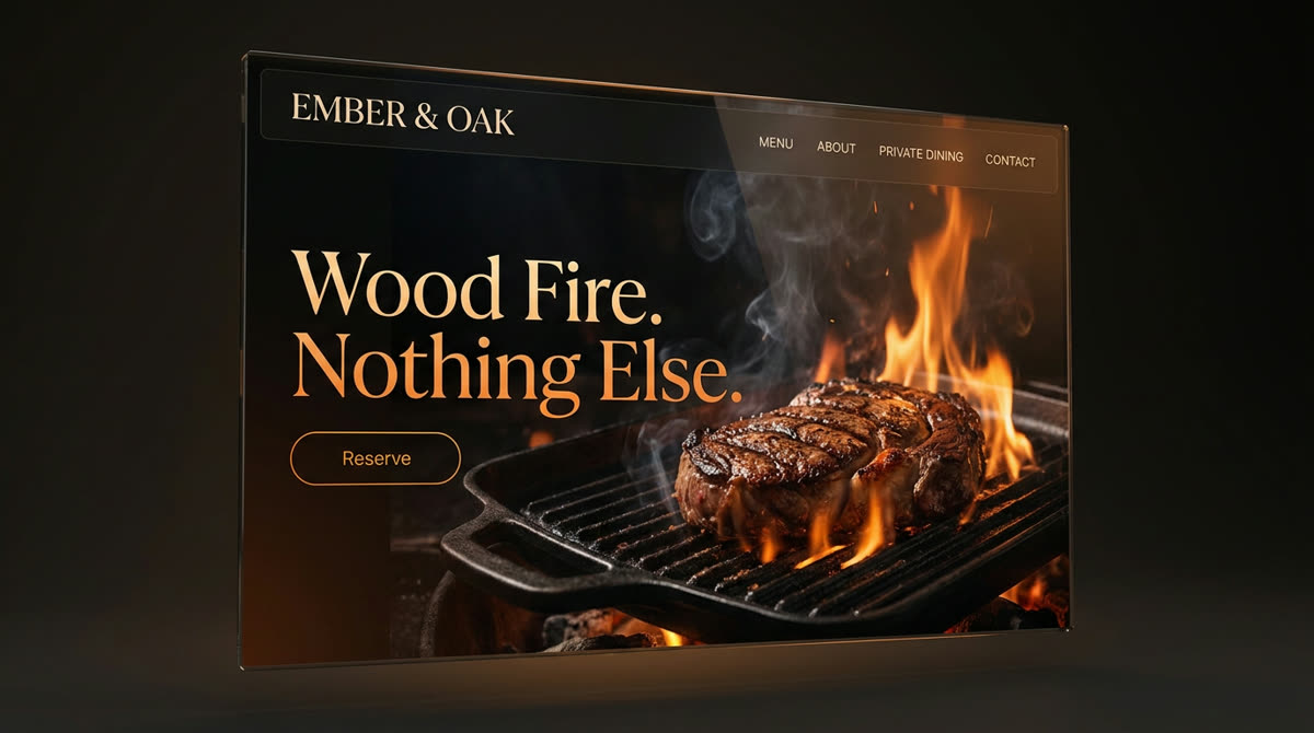Steakhouse website concept — reservation-first hero design